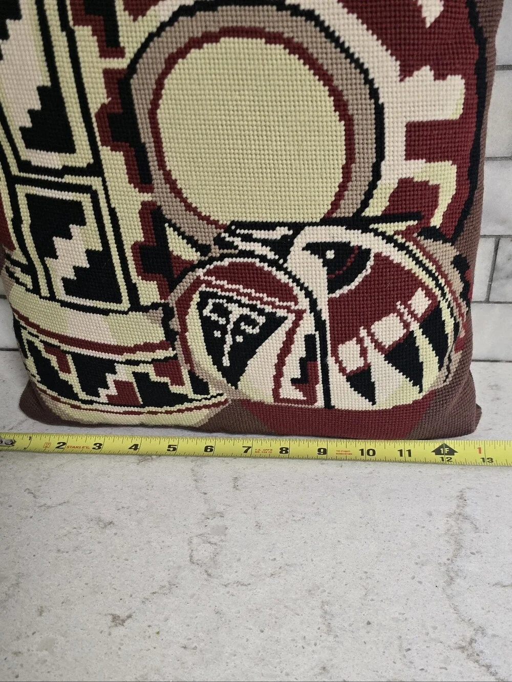 Vintage Southwest Native Pottery Pattern Needpoint Pillow
